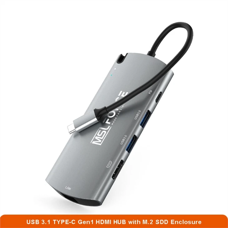 M.2 SDD skříň NVME PCIE Gen3 USB C HUB